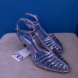 Silver strap heel zara